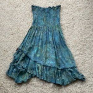Women's Santiki Blue & Teal Rayon Sundress, Size Large